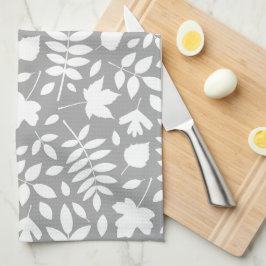 Fallen Löv Mönster White på Grått Kökshandduk