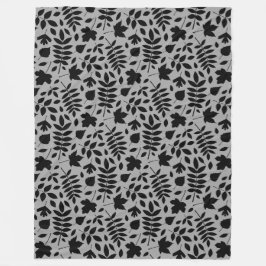 Fallen Löv Rpt Mönster Black på Grått Fleecefilt