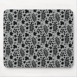 Fallen Löv Rpt Mönster Black på Grått Musmatta