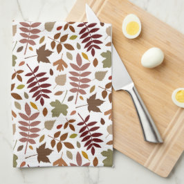 Fallen Löv Rpt Mönster Höst färger på White Kökshandduk