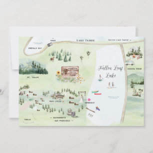 Fallen Löv Sjö Bröllop Karta Itinerary Inbjudningar