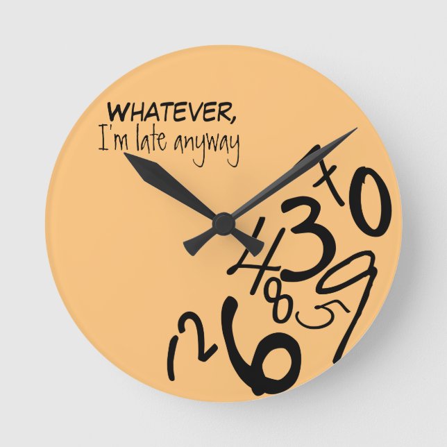 Fallen Numbers Clock Rund Klocka (Framsida)