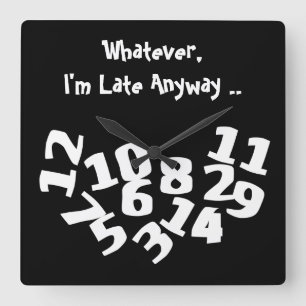 Fallen Numbers jag är sen ändå Fyrkantig Klocka