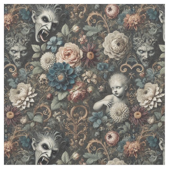 Fallen Nursery - Gothic Classic Tile Tyg (Närbild)