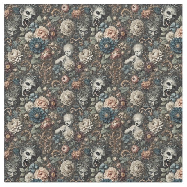 Fallen Nursery - Gothic Dense Tile Tyg (Närbild)