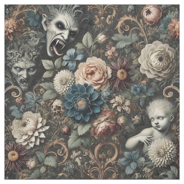 Fallen Nursery - Gothic Påstående Tile Tyg (Provkarta)