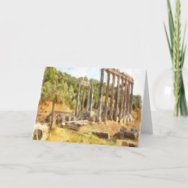 Fallen Ruins of Euromos, Turkiye Watercolor Kort