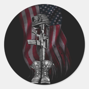 Fallen Soldier Round Sticker Runt Klistermärke