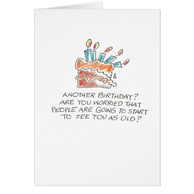 Fallen tårta orolig gammal hälsningskort (Framsidan)