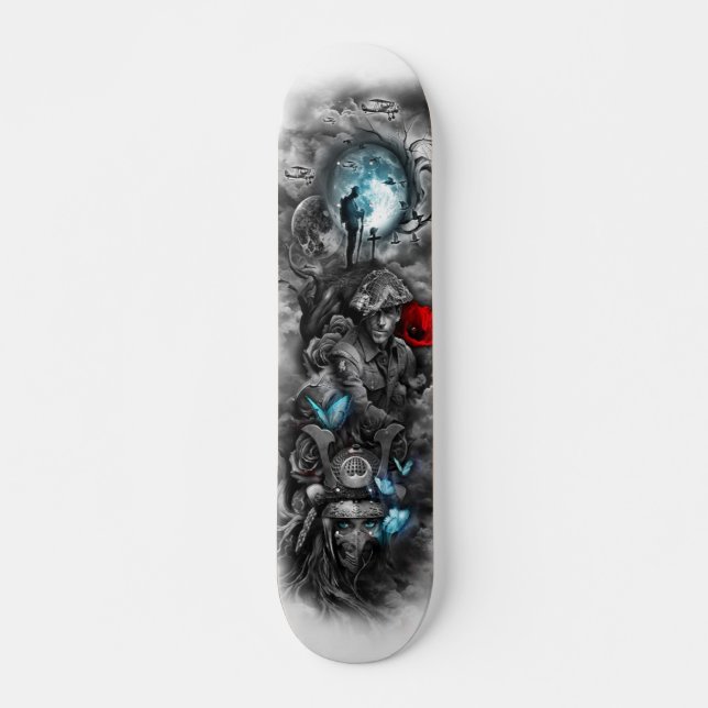 Fallen Warrior Soldier Memorate Deck Mini Skateboard Bräda 18,5 Cm (Framsida)