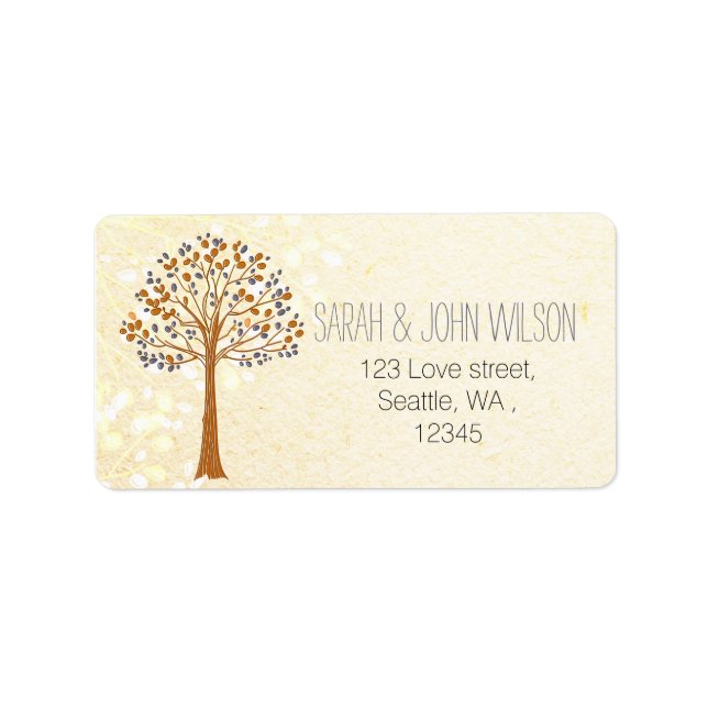 fallenhet träd,returadressetikett för Rustic Bröll Adressetikett (Framsidan)
