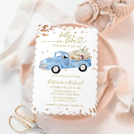Faller i kärlek Pojke Baby Shower Blå Lastbil Inbjudningar