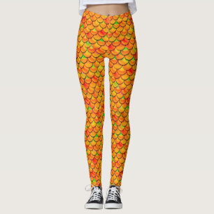 Fallera skalor för Orange och Grönt Leggings