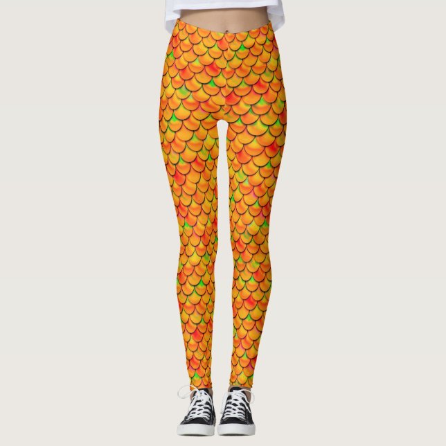 Fallera skalor för Orange och Grönt Leggings (Framsida)