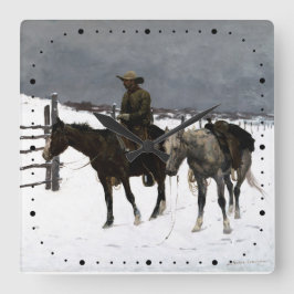 Fallet med cowboyen Frederic Remington 1895 Wester Fyrkantig Klocka