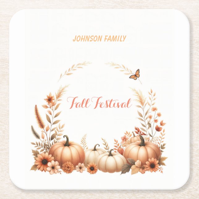 Fallfestival för vattenfärgsillustration underlägg papper kvadrat (Framsidan)