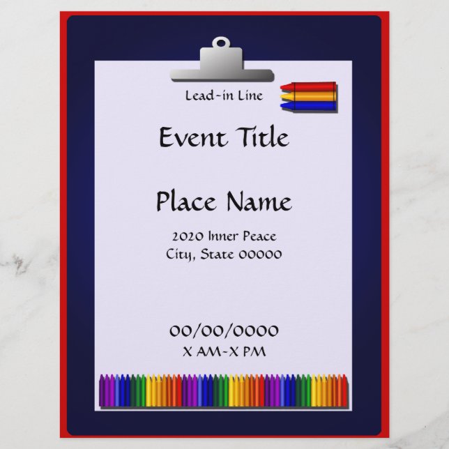 Fallflygare för skollärare Crayon Design Reklamblad (Framsidan)