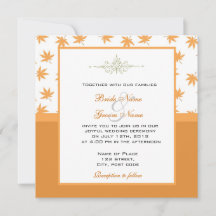 Fallgrafik, löv av gult, bröllopsinbjudningar