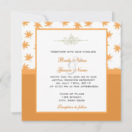 Fallgrafik, löv av gult, bröllopsinbjudningar inbjudningar