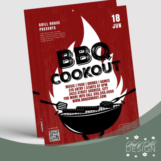Fallhändelse för brandsläckning med röda BBQ Cooko Reklamblad (Skapare uppladdad)