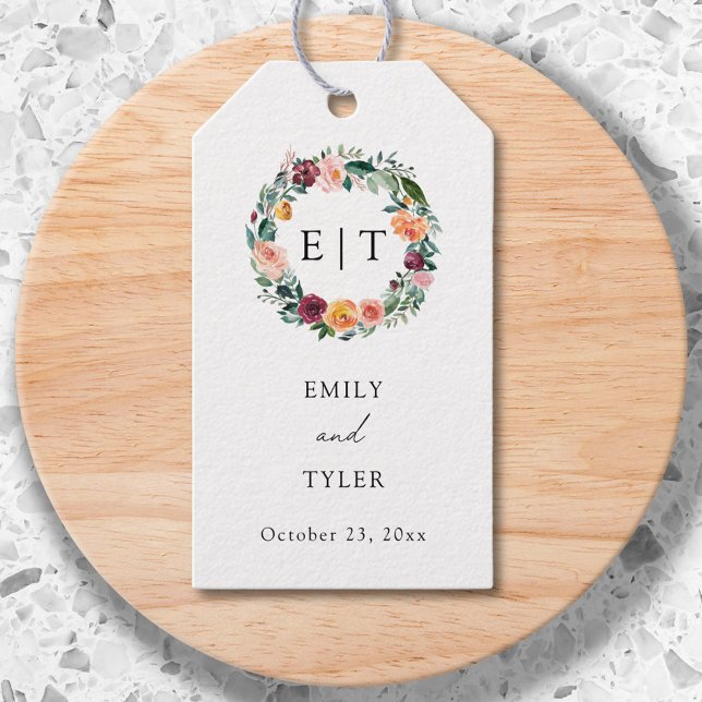 Fallhösten Ro Flower Blommigt Utandning Bröllop Presentetikett (Close up)