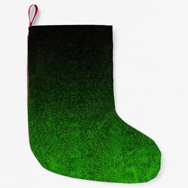 Falling Black & Grönt Glitter-övertoning Liten Julstrumpa (Framsidan)