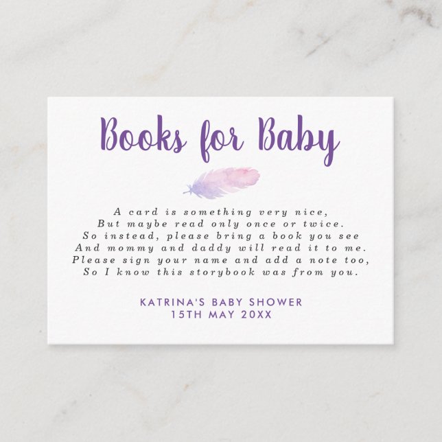 Falling Boho Feathers Bokar för Baby Insert Tilläggskort (Framsida)