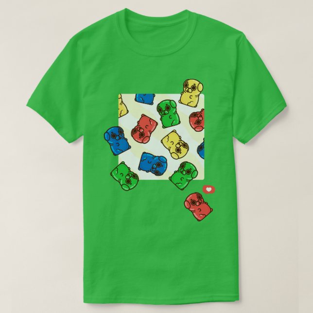 Falling Gummy Puglie T Shirt (Design framsida)