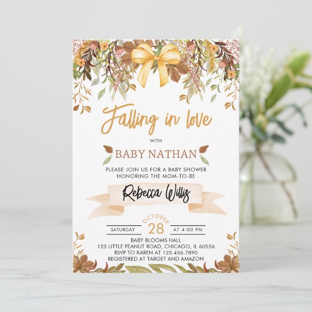 Falling in Love Baby Shower-inbjudan  Inbjudningar (Stående Fram)