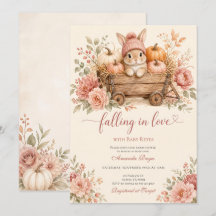 Falling in Love Fall Bunny Baby Shower Inbjudan