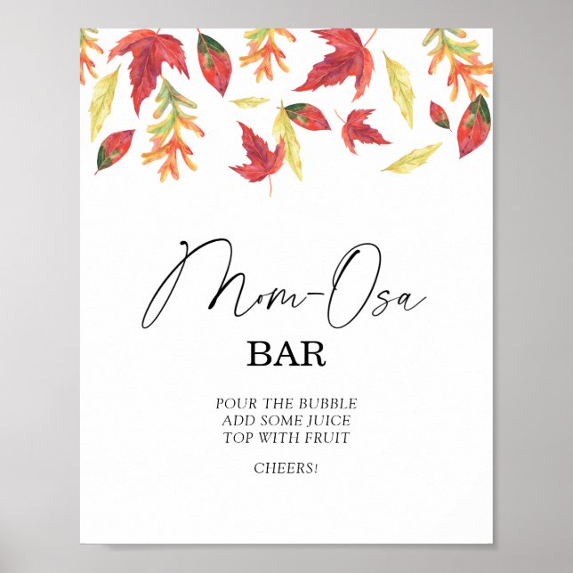 Falling löv babydusch Momosa pub Poster (Framsidan)