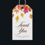 Falling Löv Garland Autumn Bröllop Tack Presentetikett<br><div class="desc">Skicka tack till gästerna med det här anpassadet tack för märkrn. Den har en vattenfärgsgarland med löv i autoskuggor. Anpassa detta fall tack märkrn genom att lägga till din egen händelseinformation. De här vattenfärgstacken är perfekt för fallbröllop,  möhippor,  babyduschar och andra märkre.</div>