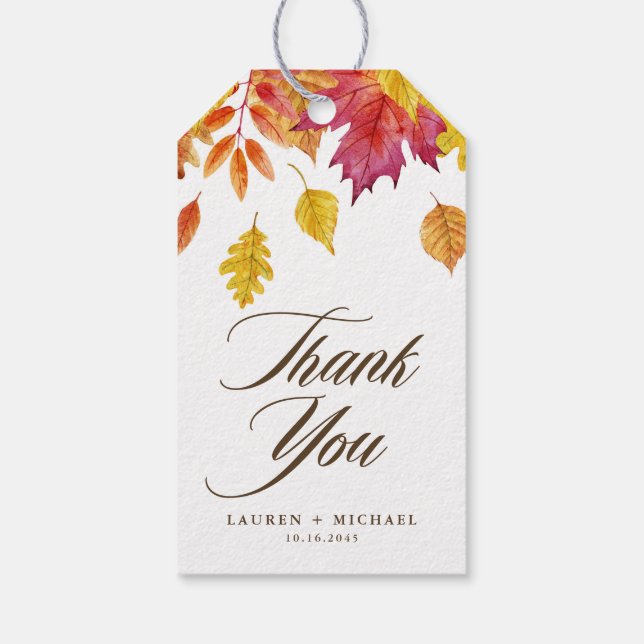 Falling Löv Garland Autumn Bröllop Tack Presentetikett (Baksidan)