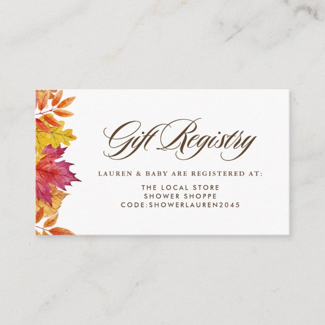 Falling Löv Garland Autumn Shower Registry Tilläggskort (Framsida)