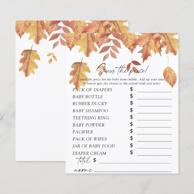 Falling löv - Gissa pris Game (Fram/baksida)