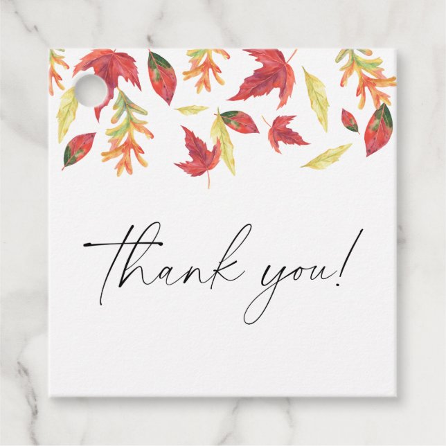 Falling löv höstbabydusch Tack Gåvor Etiketter (Framsida)