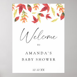 Falling löv höstdusch, välkomna babydusch party poster