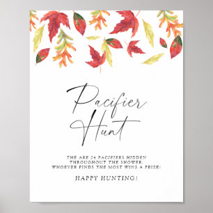 Falling löv jakt på babyduschspel i nappar poster