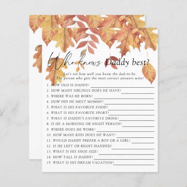 Falling löv - Vem vet vad pappa spelar bäst (Fram/baksida)