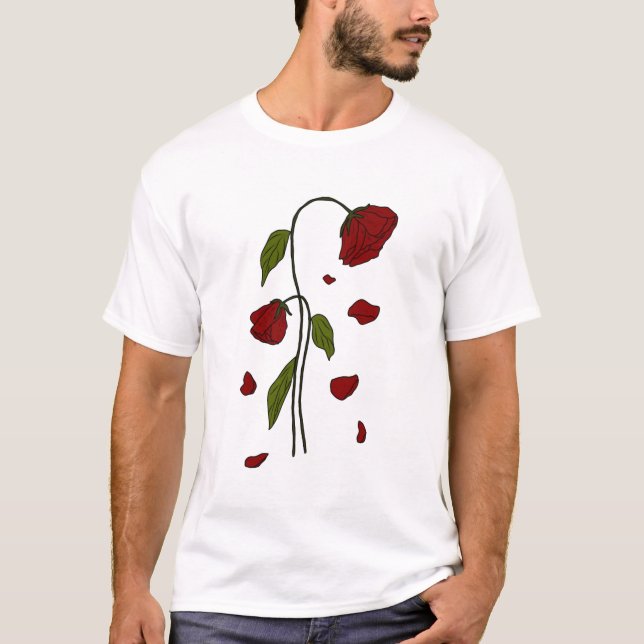 Falling Petals - Aesthetic Mörk Gothic Ro Art T Shirt (Framsida)