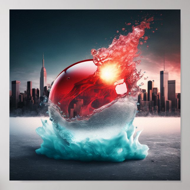 Falling Red Fireball Poster (Framsidan)