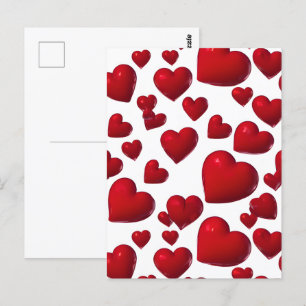 Falling Red Hearts Valentine Vykort