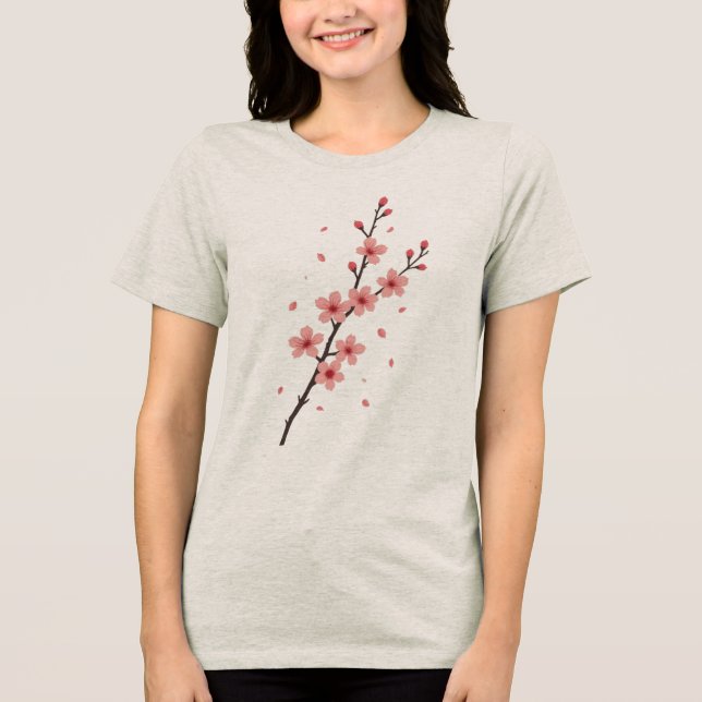 Falling Sakura Blommars T Shirt (Framsida)
