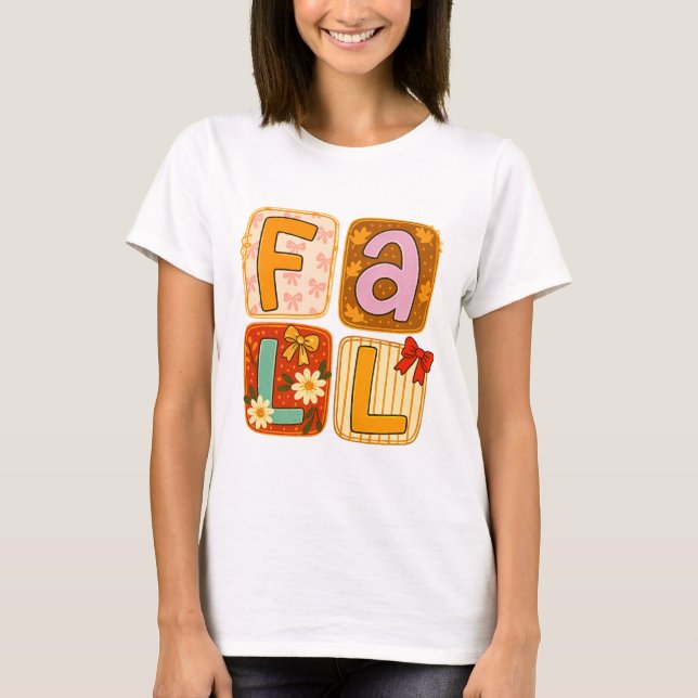 Falling shirts｜Fall festivities｜Fall patchwork qui T Shirt (Framsida)