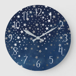 Falling Silver Stars Celestial Stor Klocka