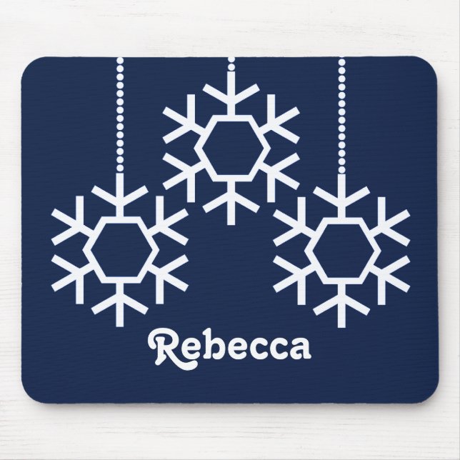 Falling Snöflingor Helgdag Mousepad, Mörk blått Musmatta (Framsidan)