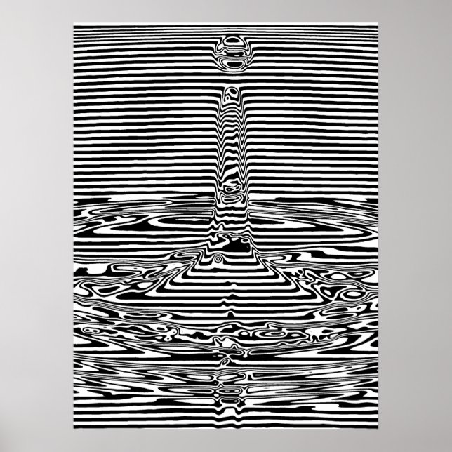 Falling Water Droplets in Ocean OP Art  Poster (Framsidan)
