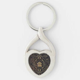Fallläder i Vintage och Guld Twisted Heart Silverfärgad Nyckelring