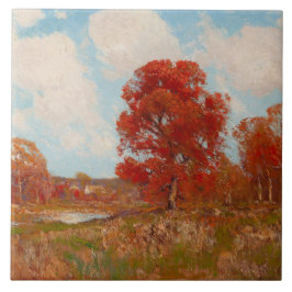 Falllandskap (Landsbygdsscenen på hösten) (Röda Tr Kakelplatta