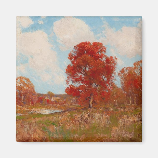 Falllandskap (Landsbygdsscenen på hösten) (Röda Tr Magnet (Framsidan)